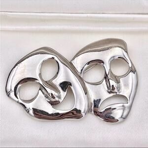 Thalia & Melpomene Comedy Tragedy Vintage Brooch